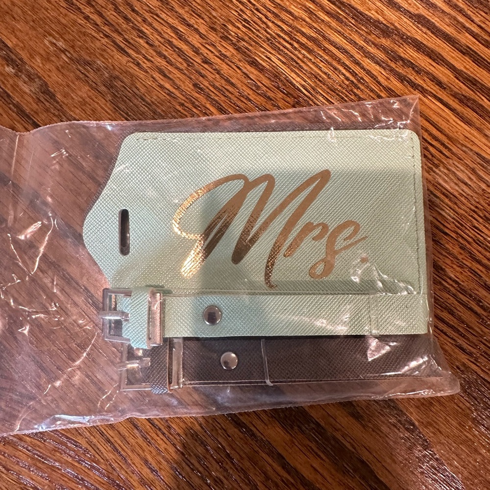 Mint Green, Gray and Gold Luggage Tags